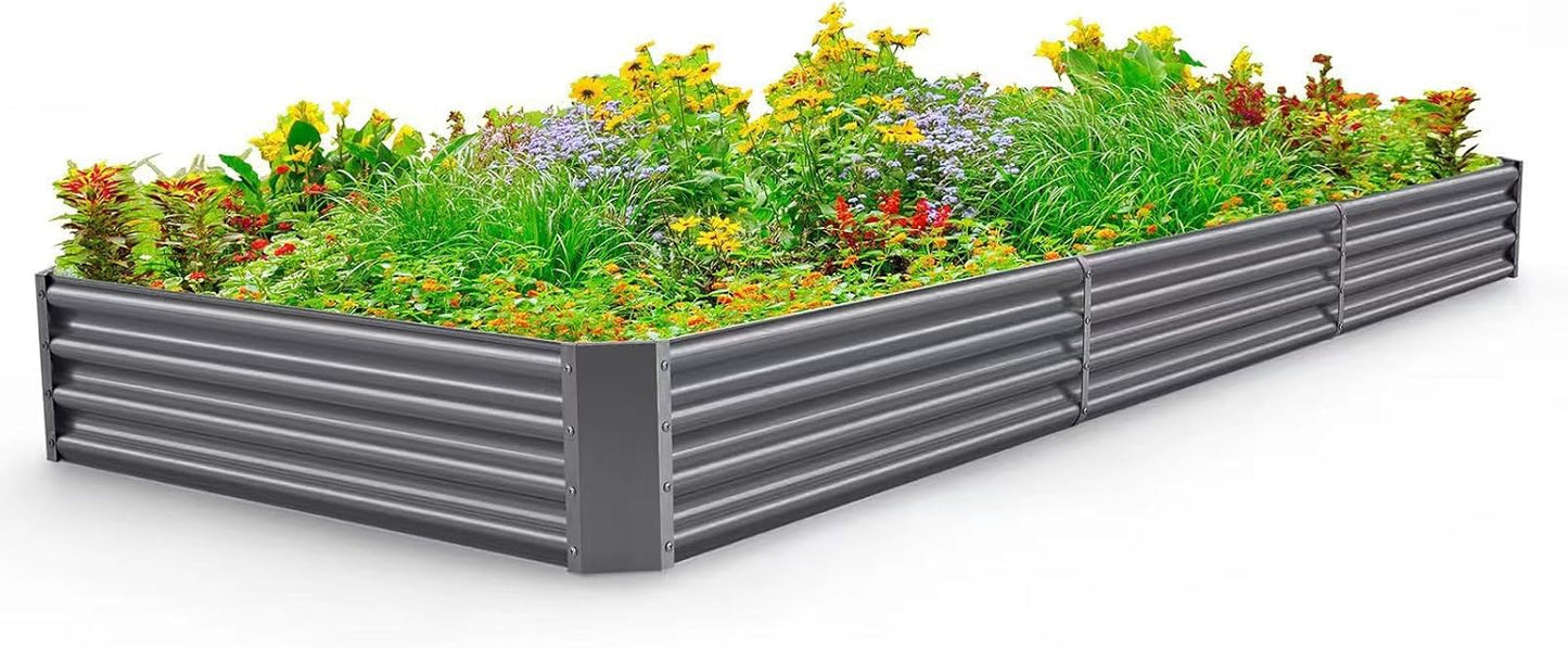 Land Guard 12×4×1ft Galvanized Raised Garden Bed Kit for Vegetables, Galvanized Super Large Metal