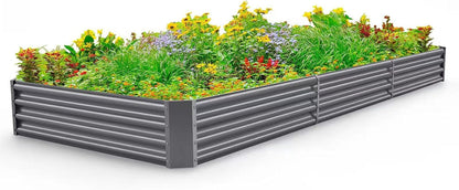 Land Guard 12×4×1ft Galvanized Raised Garden Bed Kit for Vegetables, Galvanized Super Large Metal