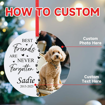 Personalized Pet Memorial Ornament - Custom Photo, Name & Dates - Sympathy Keepsake Gift for Loss