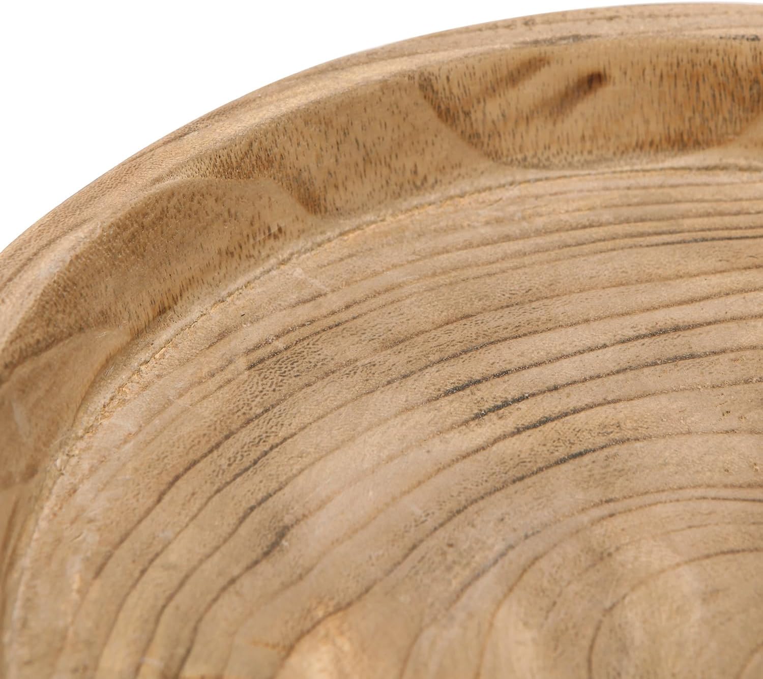 NIKKY HOME 12" Hand Carved Dough Bowls, Paulownia Wood Round Serving Bowl Decorative Wooden Tray