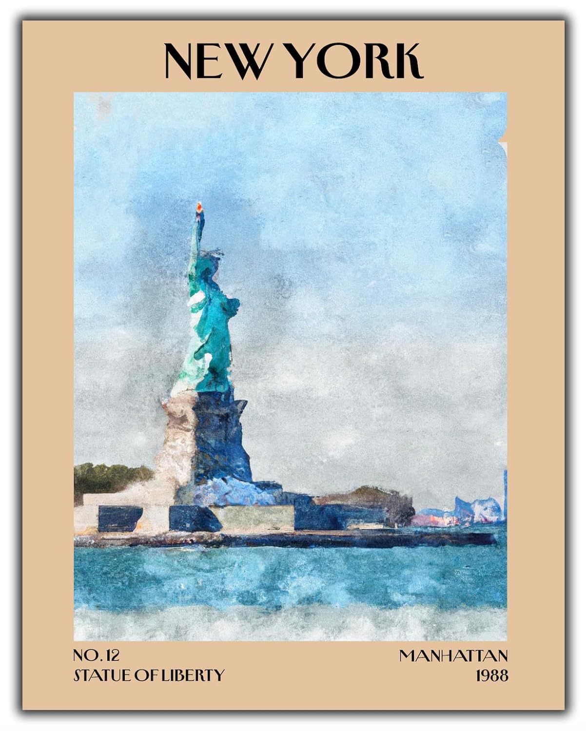 Retro Vintage New York Wall Art Print - 11x14 Unframed Poster - New York City Souvenirs, Cute