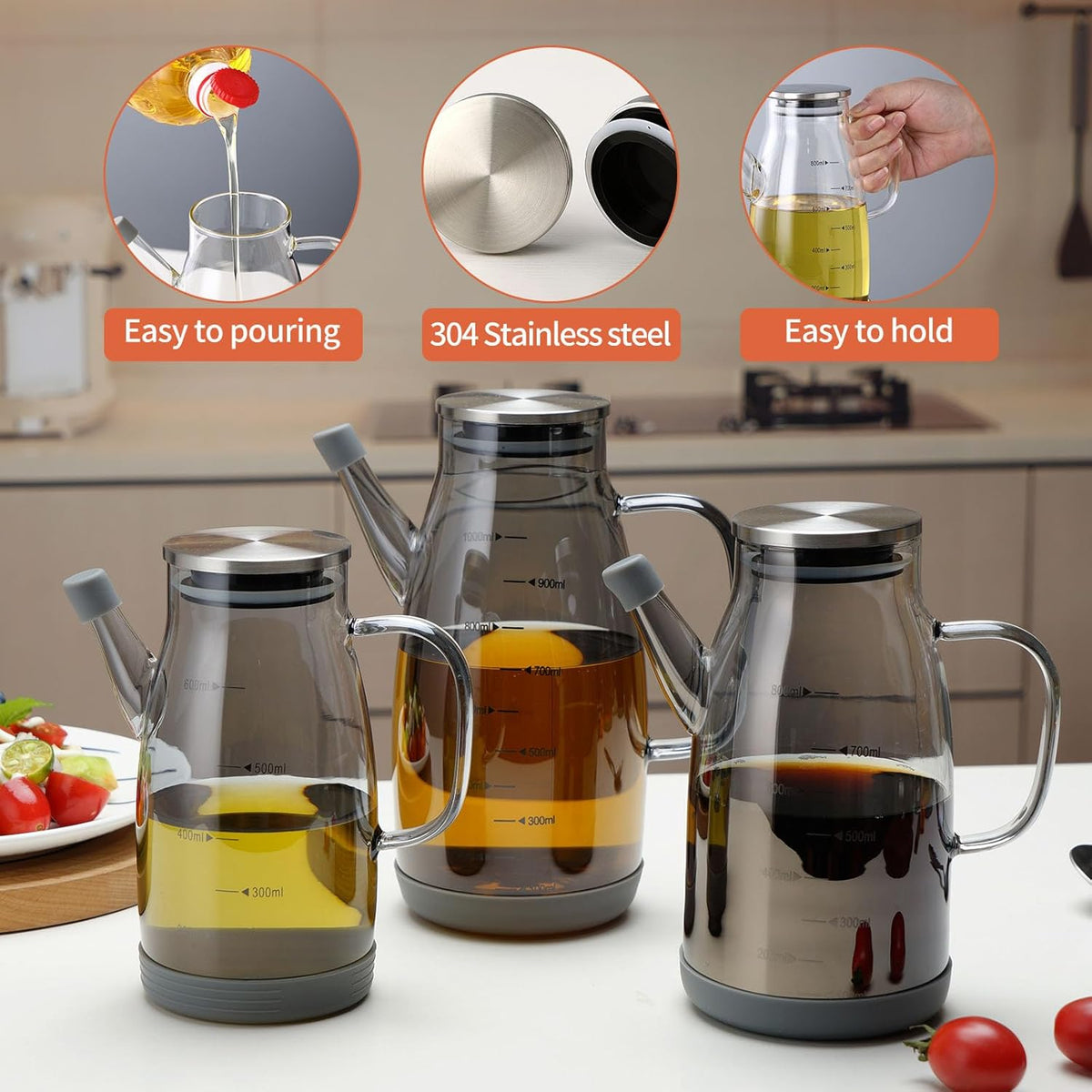 Large Glass Oil Dispenser Bottle for Kitchen Cooking Recipiente Para Aceite De Cocina Olive Oil