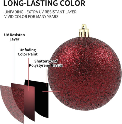 LANGXUN 36pcs Wine Red Christmas Tree Decorations Balls, Bolas De Navidad, 2025 Christmas Decor