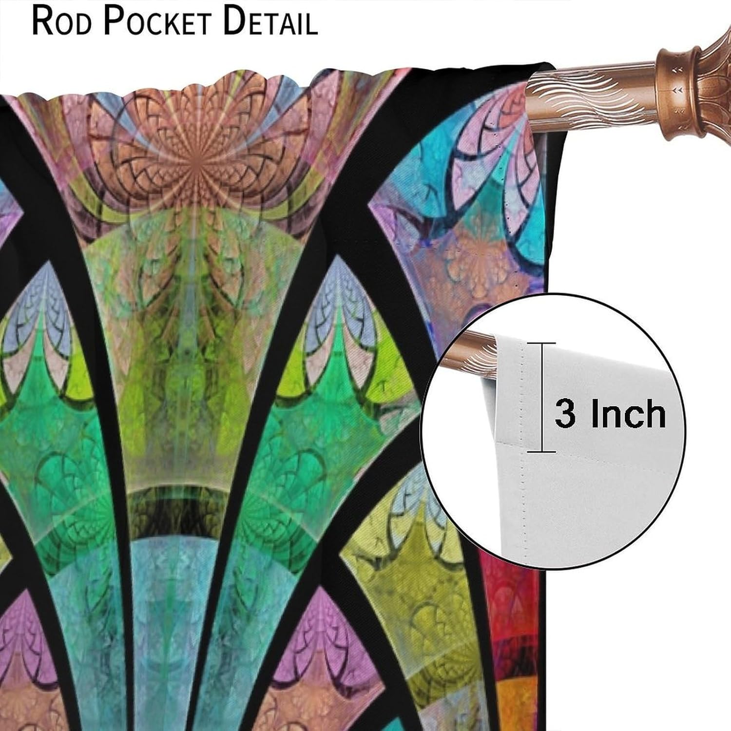 Stained Glass Curtains,Retro Design Style Colorful Abstract Art Home Decor Drapes for Bedroom