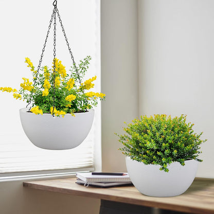 10 inch Hanging Planters for Indoor Outdoor Plants, 2 Pack Hanging Flower Pots with Drainage Holes