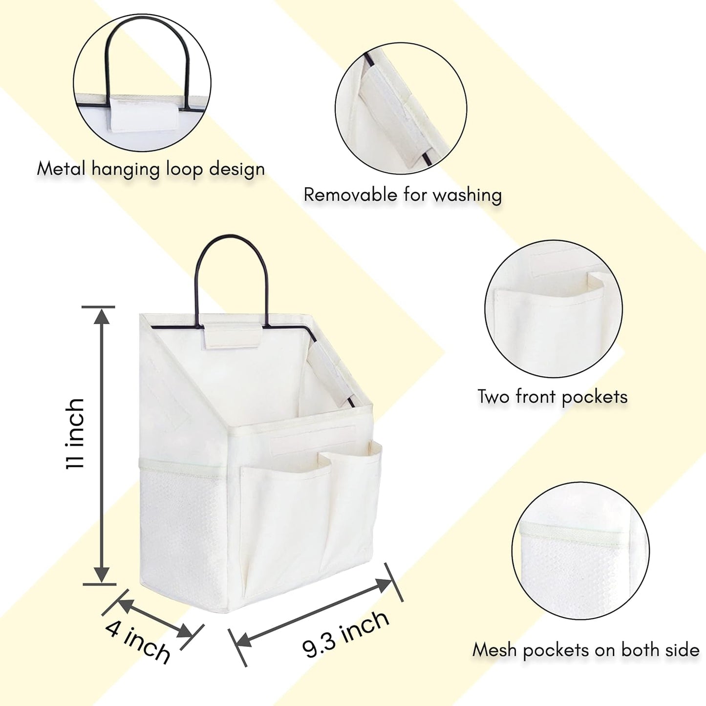 2pcs Small Wall Hanging Organizer Bag, Linen Fabric Door Hanging Storage Basket with Pockets