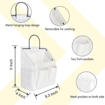2pcs Small Wall Hanging Organizer Bag, Linen Fabric Door Hanging Storage Basket with Pockets