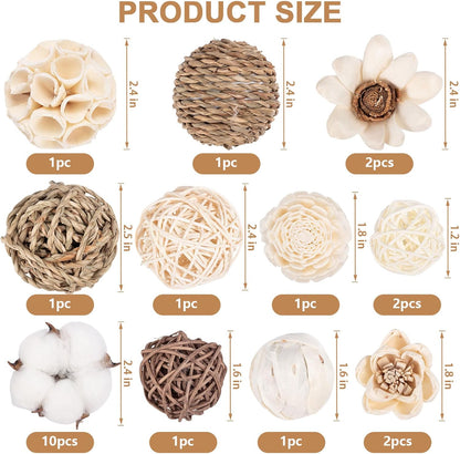 23Pcs Decorative Balls for Potpourri Bowl Filler, Bowl Filler for Table Centerpiece Home Decor