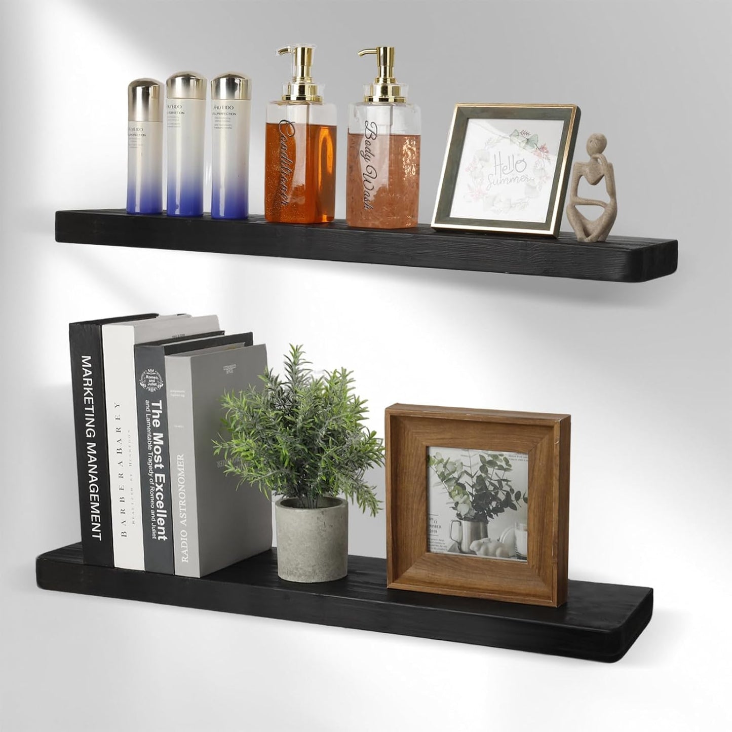Solid Wood Floating Shelves Set of 2 - Natural, Warp & Crack Resistant 23.62 Inch Wall Shelf with