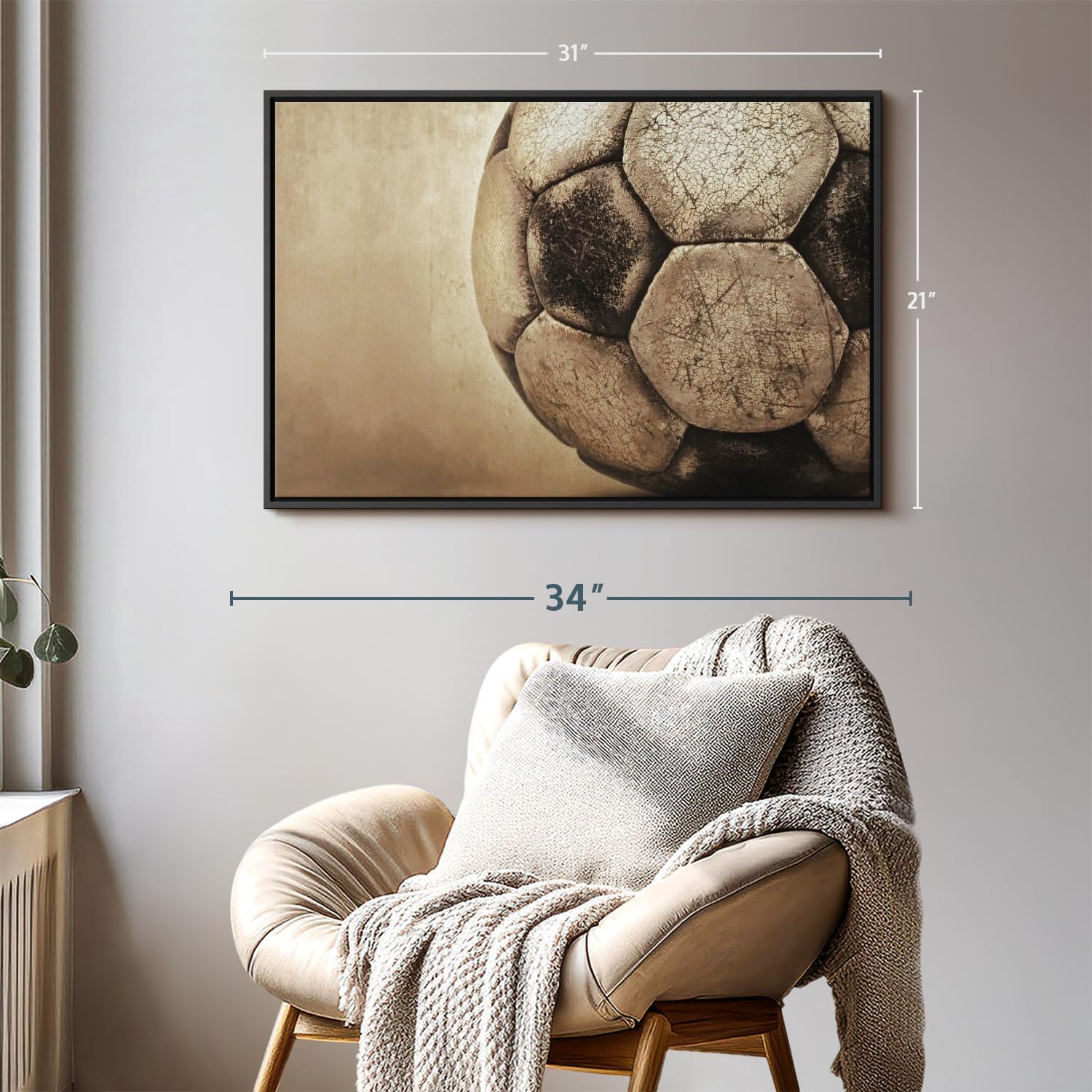 Elephant Stock Worn Soccer Ball Wall Art - Horizontal Framed Canvas - 1-Piece Living Room Wall