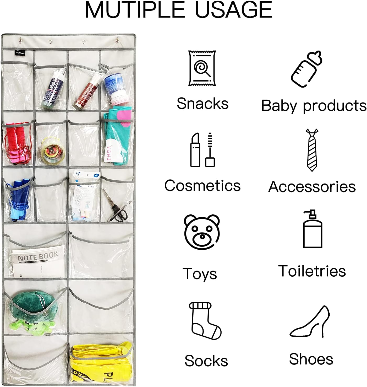 2 Pack Extra Large Hanging Crystal Clear Over Door Shoe Organizers, Closet Shoe Rack Organizer