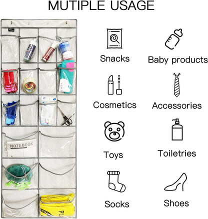 2 Pack Extra Large Hanging Crystal Clear Over Door Shoe Organizers, Closet Shoe Rack Organizer