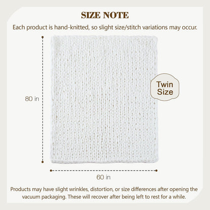 Carriediosa Chunky Knit Throw Blanket 60" X 80" Twin, 100% Hand Made Large Chenille Loop Yarn Soft