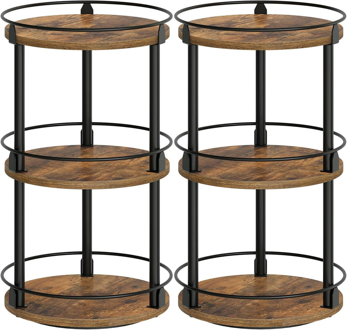 Spice Rack, Set of 2 Lazy Susan Organizer, 3-Tier Turntable Organizer For Cabinet, Compact and