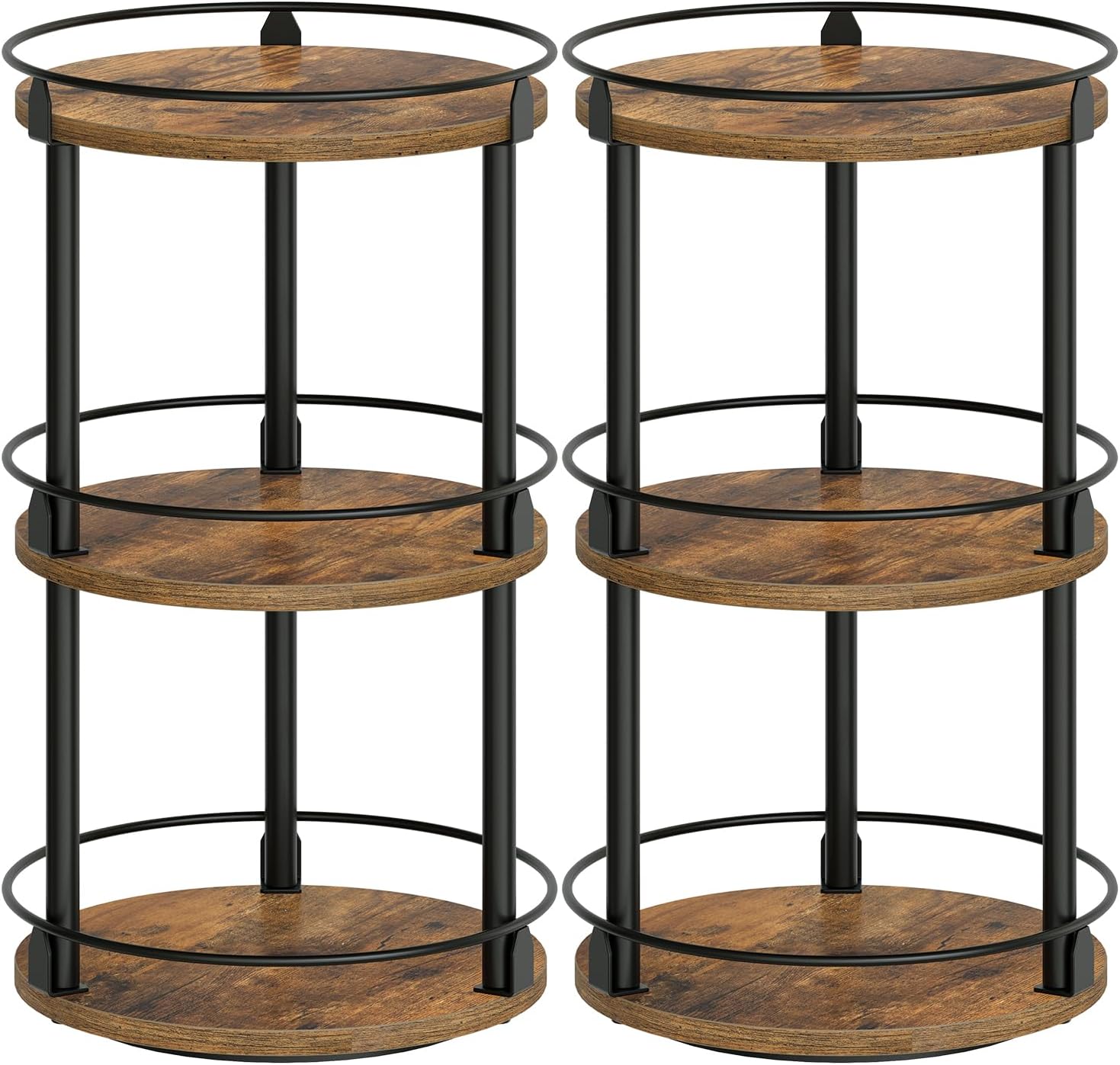 Spice Rack, Set of 2 Lazy Susan Organizer, 3-Tier Turntable Organizer For Cabinet, Compact and