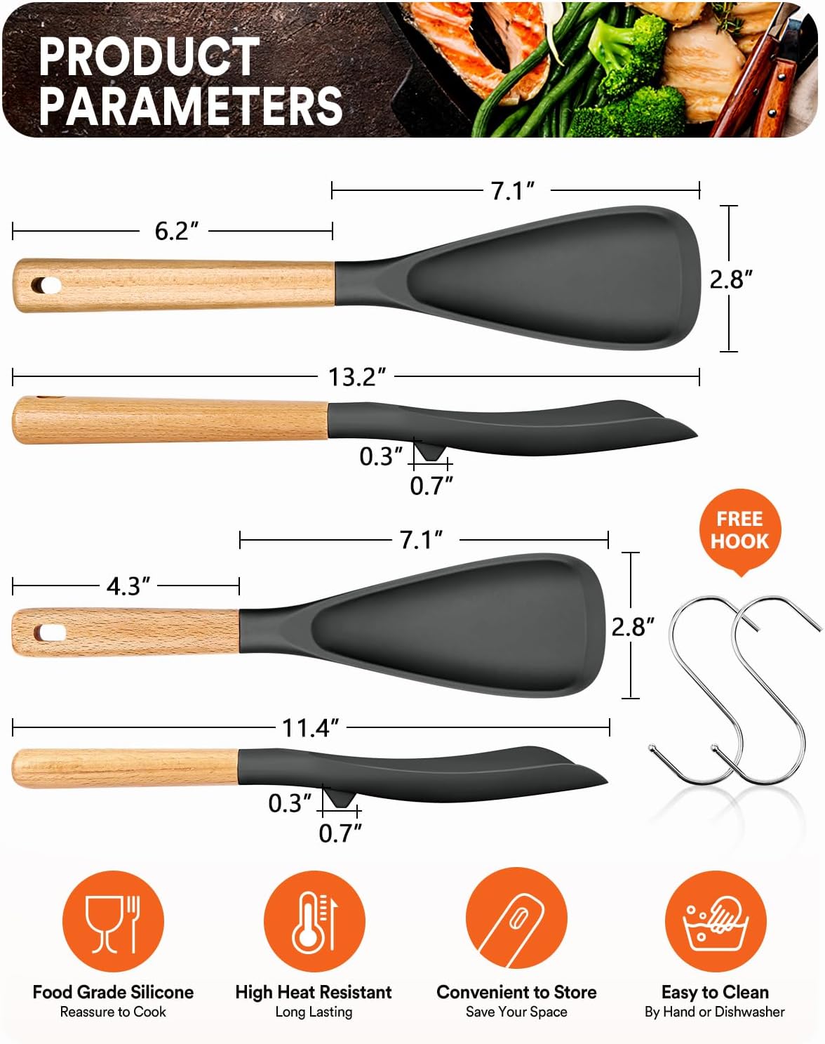 Multifunction Spatula Spoon for Nonstick Cookwares, Great for Cooking and Serving, Sturdy BPA-Free
