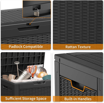 30 Gallon Resin Deck Box, Lockable Patio Outdoor Storage Box for Furniture, Garden Tools and Tools