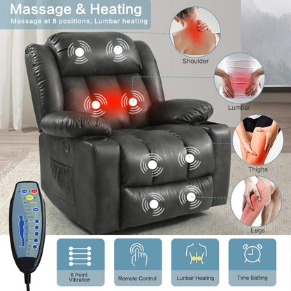 PARKOL Power Lift Recliner Chair for Elderly Breathable Leather Recliner Chair with Massage and