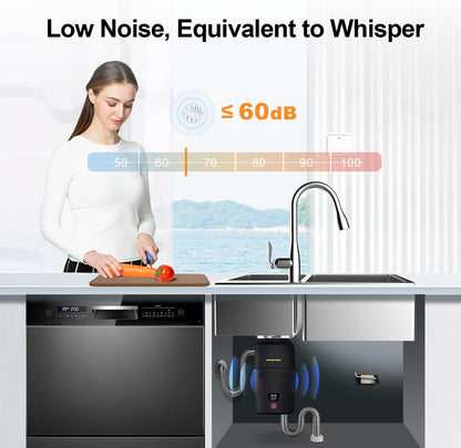 A600 Garbage Disposal 3/4 HP for Kitchen Sink, Food Waste Disposer Fast Continuous Feed Stainless