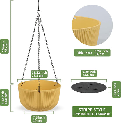 Dexceder 11.2 Inch Self Watering Hanging Planters Indoor Outdoor, Thickened Hanging Basket Flower