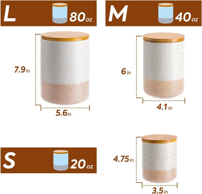 Yangbaga Canister Sets for Kitchen Counter, 40 OZ Large Ceramic Food Storage Jars with Airtight
