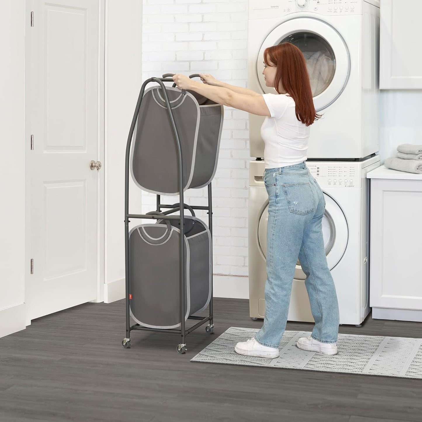 Neatfreak - 2 Tier Laundry Sorter - Laundry Hamper With Wheels & 2 x Laundry Basket Tote Bags For