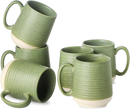 Hasense Porcelain Coffee Mugs Set of 6, 15 Ounce Large Ceramic Coffee Cups Set with Handle for