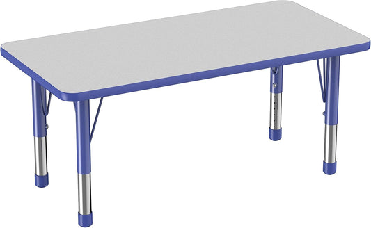 FDP Rectangle Activity School and Kids Classroom Table (24 x 48 inch), Toddler Legs, Adjustable
