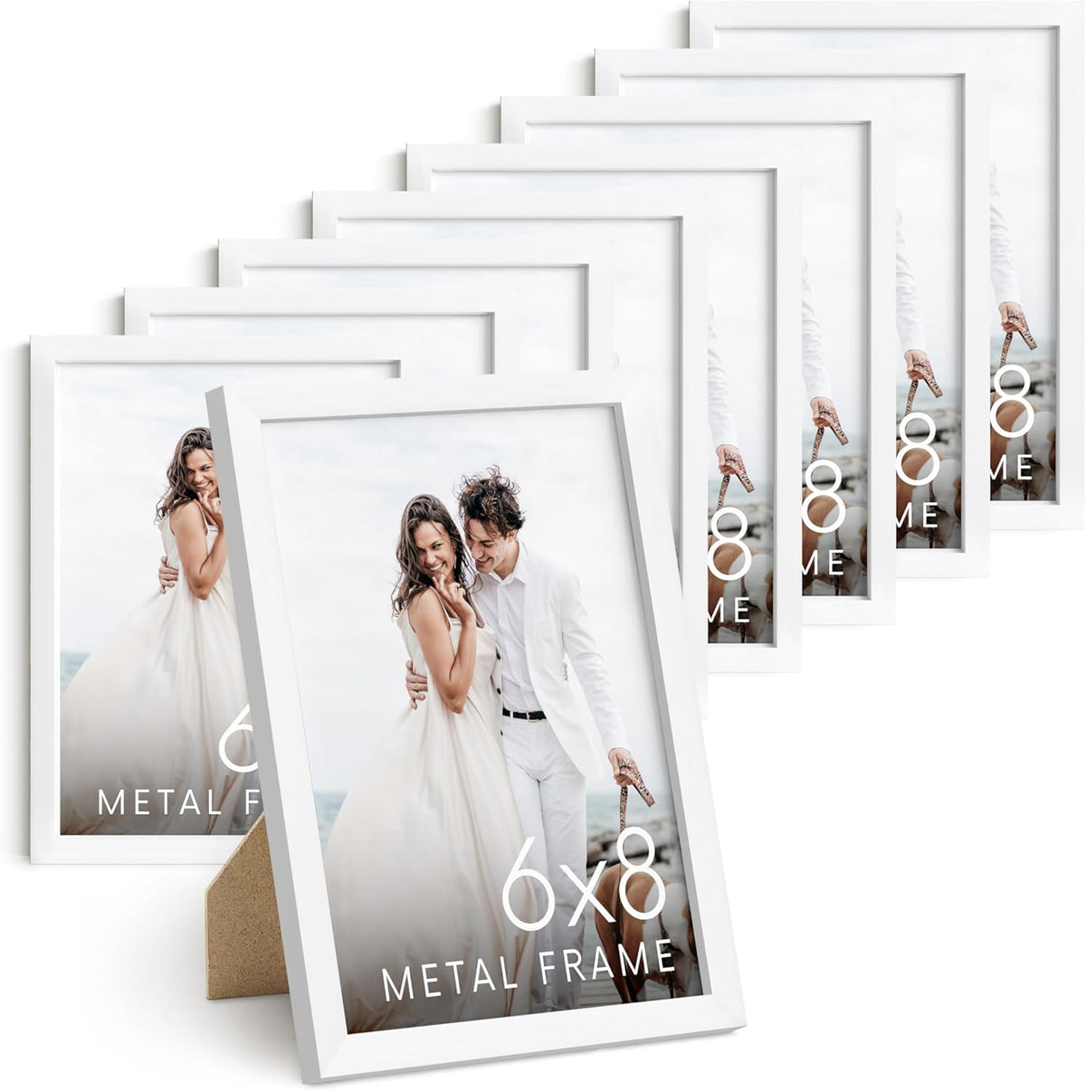 HAUS AND HUES 6x8 White Metal Picture Frames - Bulk Frames 6x8 - Features Premium Aluminum