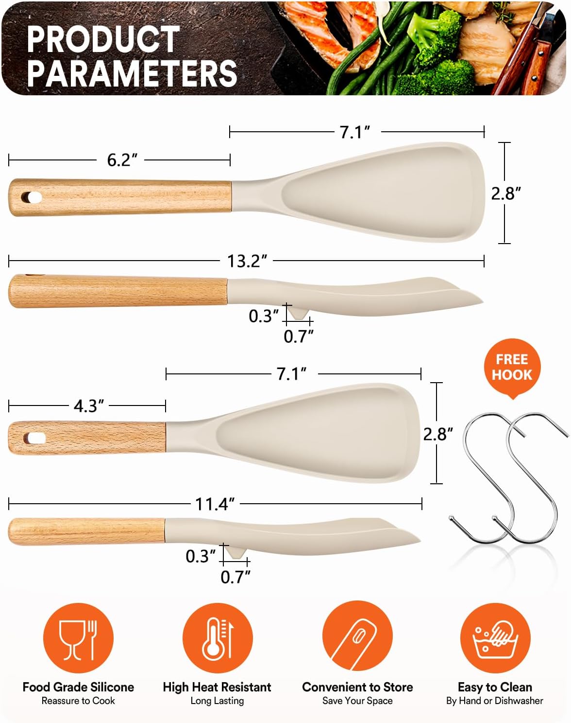 Multifunction Spatula Spoon for Nonstick Cookwares, Great for Cooking and Serving, Sturdy BPA-Free
