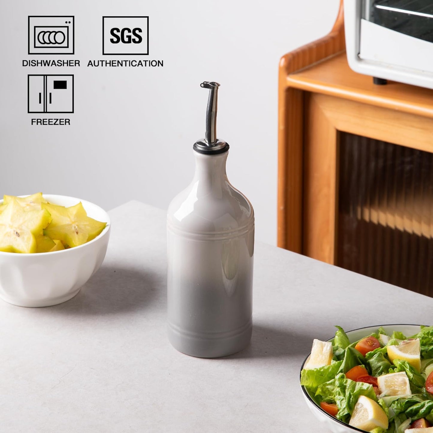Sweejar Ceramic Olive Oil Dispenser Bottle, Opaque Oil Cruet Protects Oil to Reduce Oxidation
