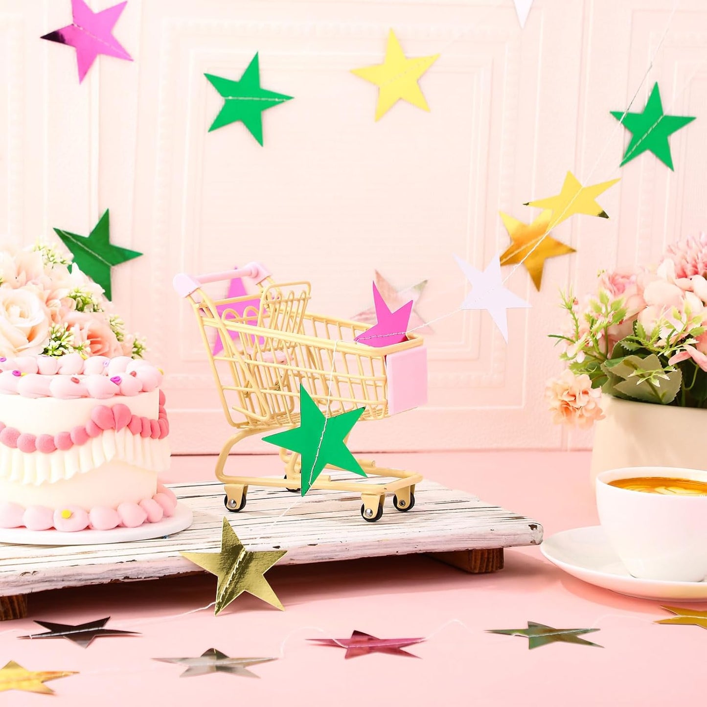 Patelai Glitter Star Garland Banner Decor 130 Feet Star Hanging Bunting Banner Twinkle Backdrop for