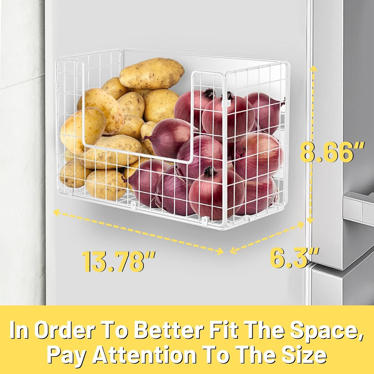 Magnetic Shelf for Fridge, Fruit Potato & Onion Storage Bins, Pantry Organizers & Storage, Large