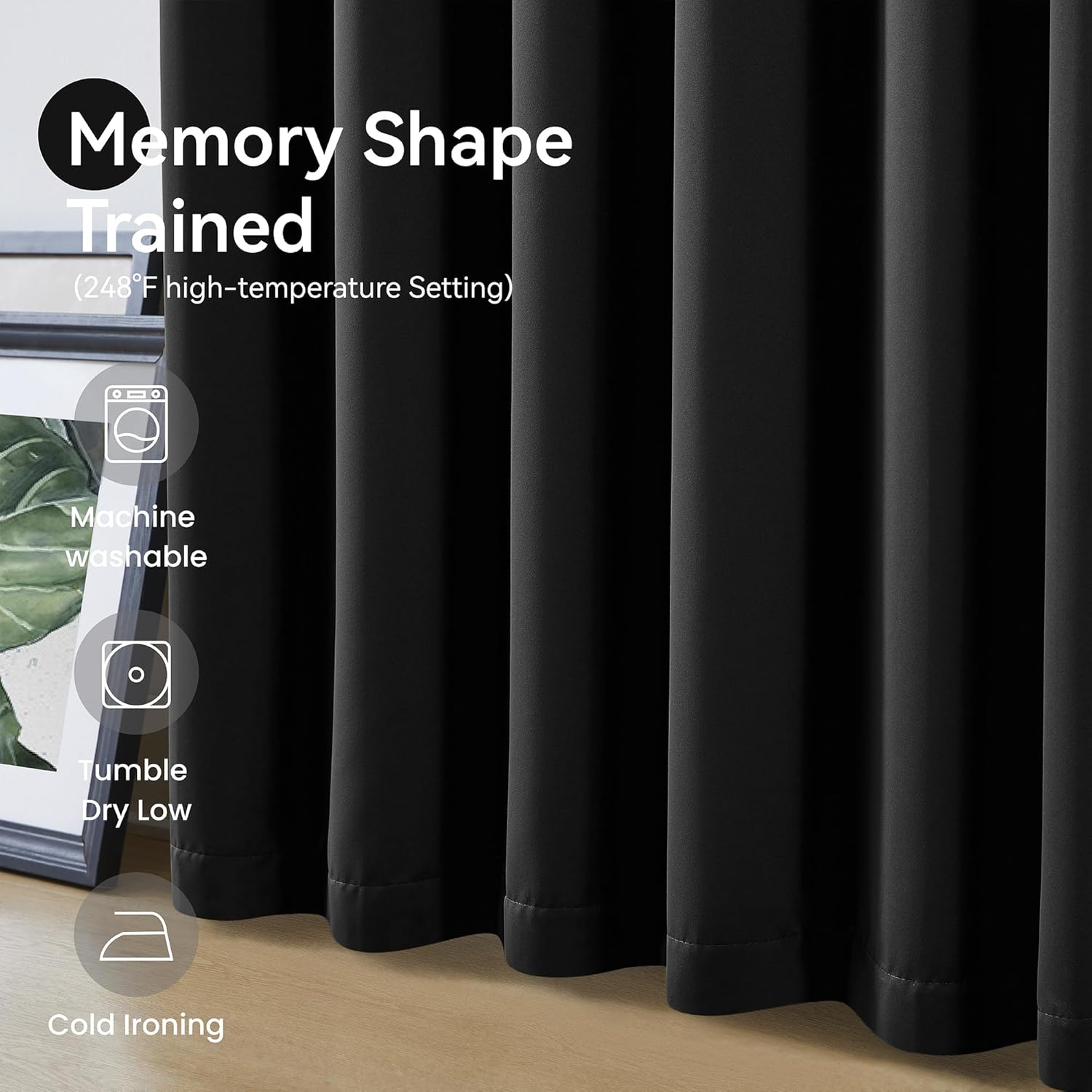 KangBang Black Pinch Pleat Blackout Curtains 120 Inches Long for Living Room 2 Panels, Thermal