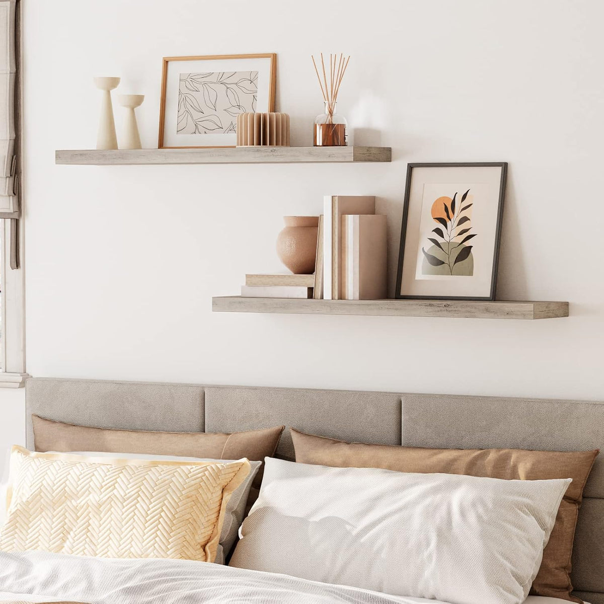 HOOBRO Floating Shelves for Wall, Wall Mounted Shelf Set of 2, 39.4" Hanging Shelf with Invisible