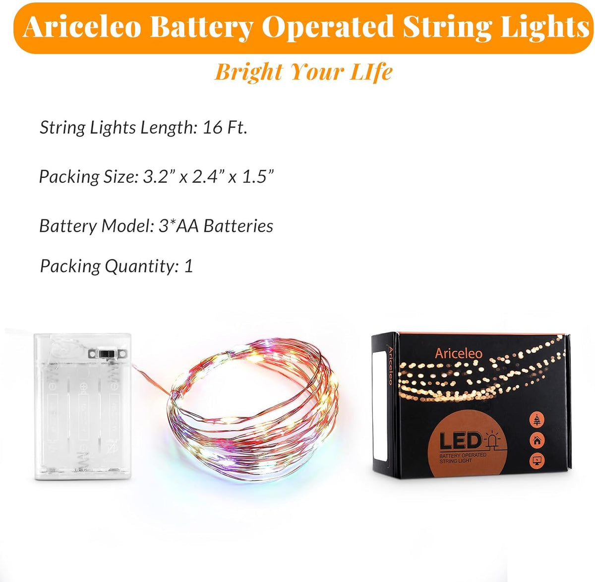 Led Fairy Lights Battery Operated, 1 Pack Mini Battery Powered Copper Wire Starry Fairy Lights for