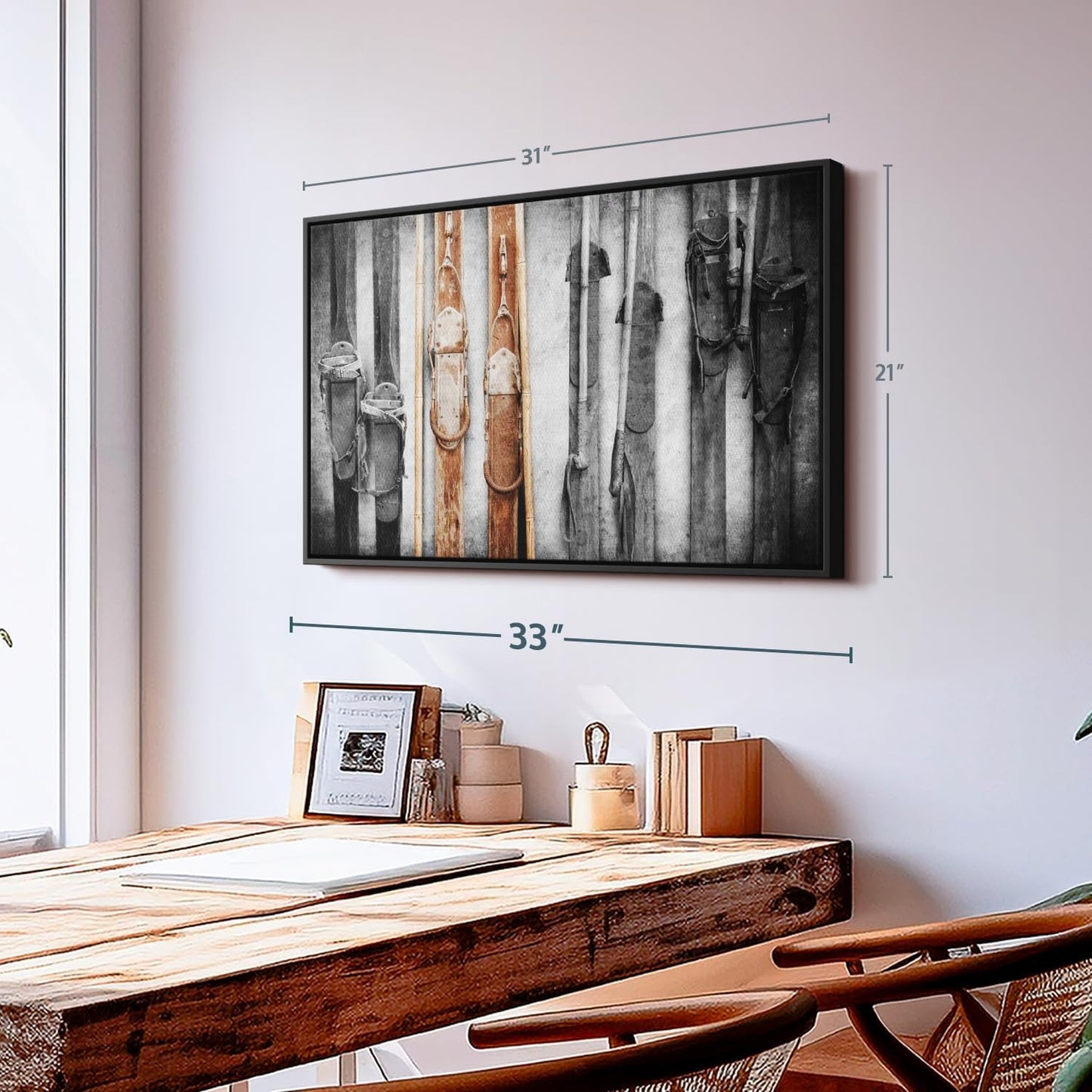 ElephantStock Ski Collection Wall Art - Horizontal Framed Canvas - 1-Piece Bathroom Wall Decor