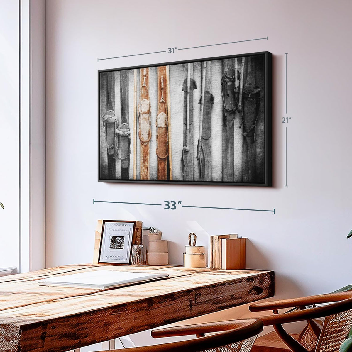 ElephantStock Ski Collection Wall Art - Horizontal Framed Canvas - 1-Piece Bathroom Wall Decor