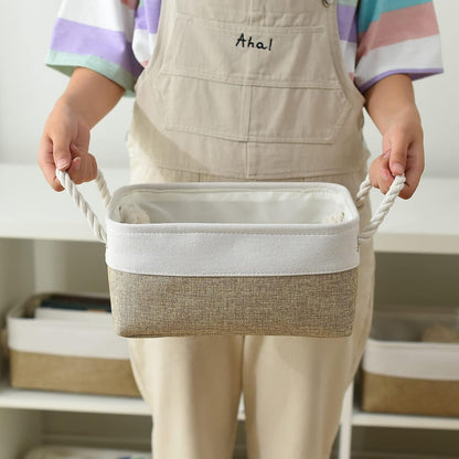 Small Storage Baskets for shelves,Fabric Storage Baskets for closet,rectangular Collapsible baskets