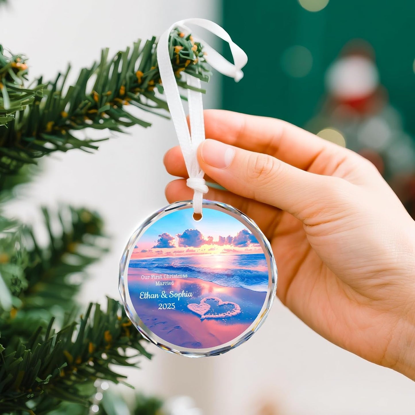Our First Christmas Married Ornament 2025, Personalized Christmas with Custom Name, Date, Wedding