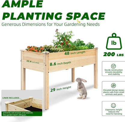 BSP Raised Garden Bed with Legs Outdoor Elevated Planter Box Flower Bed Wood Planter for Vegetable