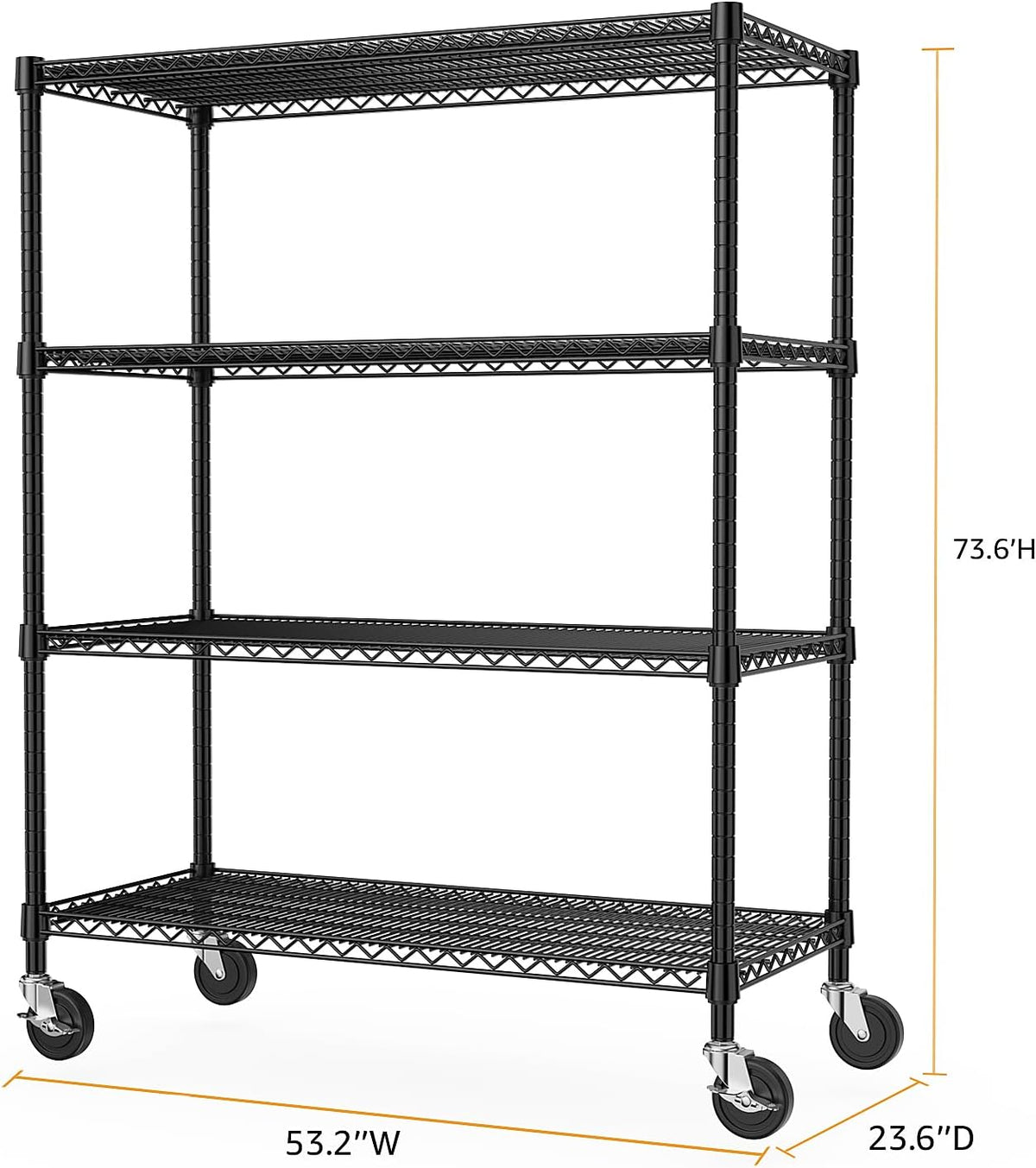 Industrial Metal 4 Tier Shelving for Garage, Pantry, Warehouse, Basement Utility Room, Storage Rack
