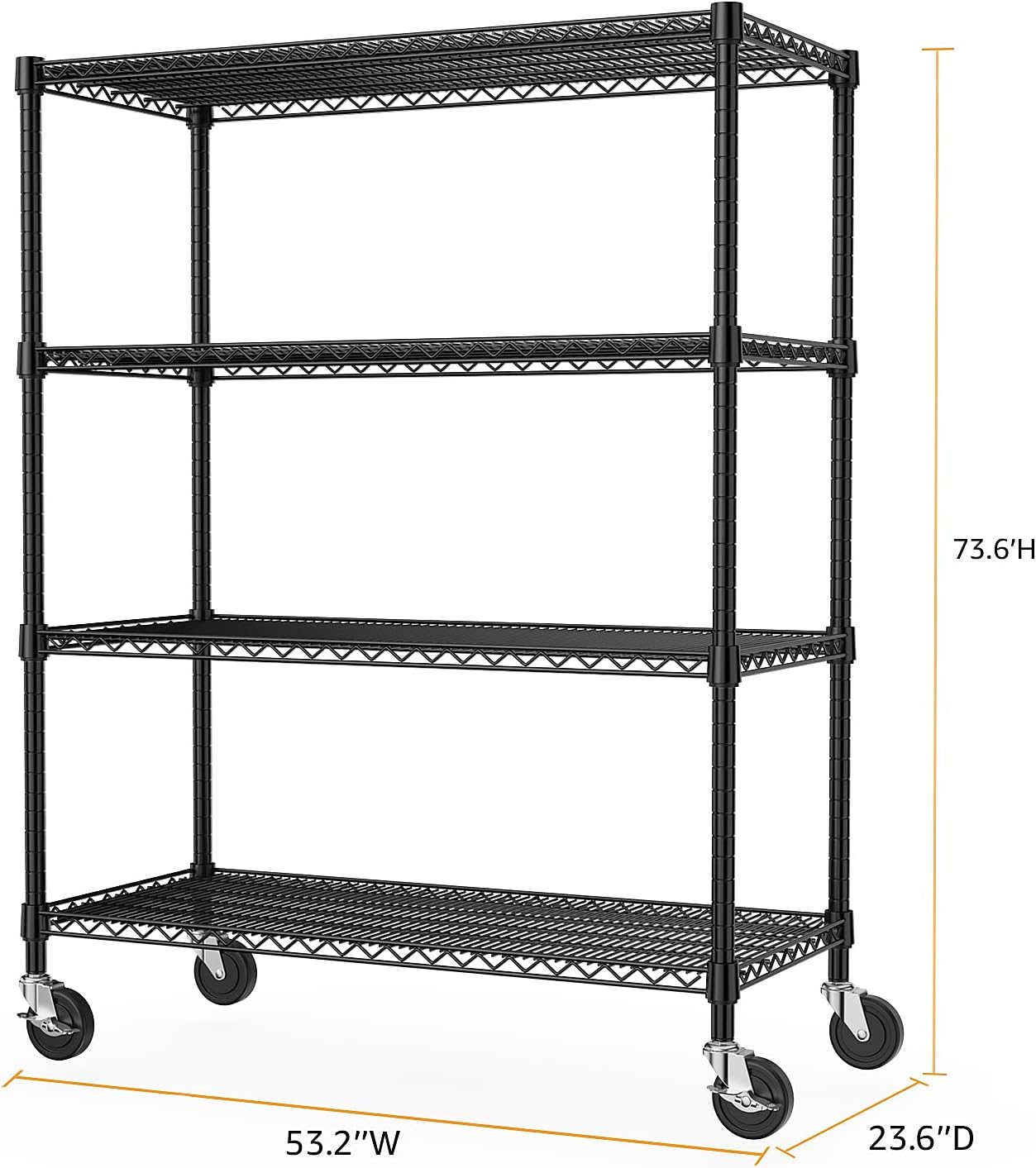 Industrial Metal 4 Tier Shelving for Garage, Pantry, Warehouse, Basement Utility Room, Storage Rack