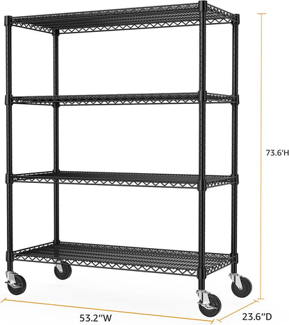 Industrial Metal 4 Tier Shelving for Garage, Pantry, Warehouse, Basement Utility Room, Storage Rack