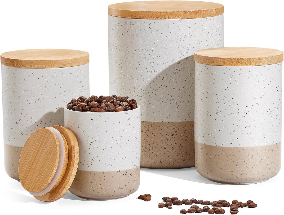 Yangbaga Canisters Sets for Kitchen Countertop-Set of 4 Ceramic Kitchen Canisters Food Storage Jar
