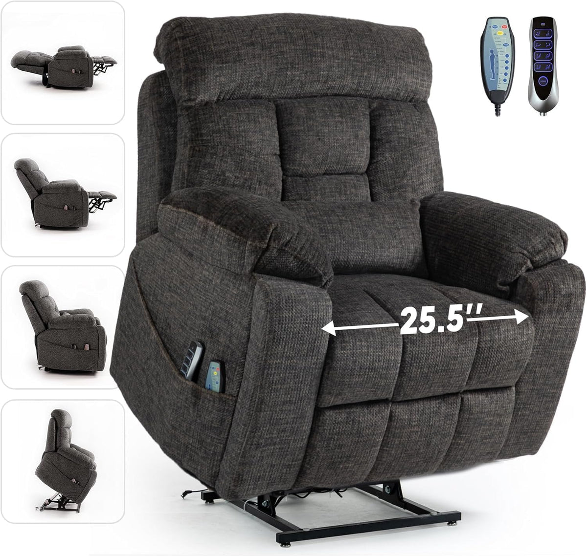 Lazy Boy Recliner Chair with Heated and Massage, 4 Motor Headrest, Lumbar Independent Adjustment