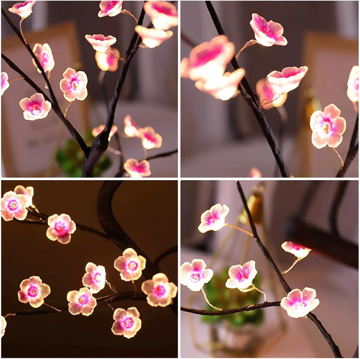 36 LED Cherry Blossom Sparkly Fairy Spirit Tree Lights, Twinkling Tree 3AA&USB Powered, Tabletop
