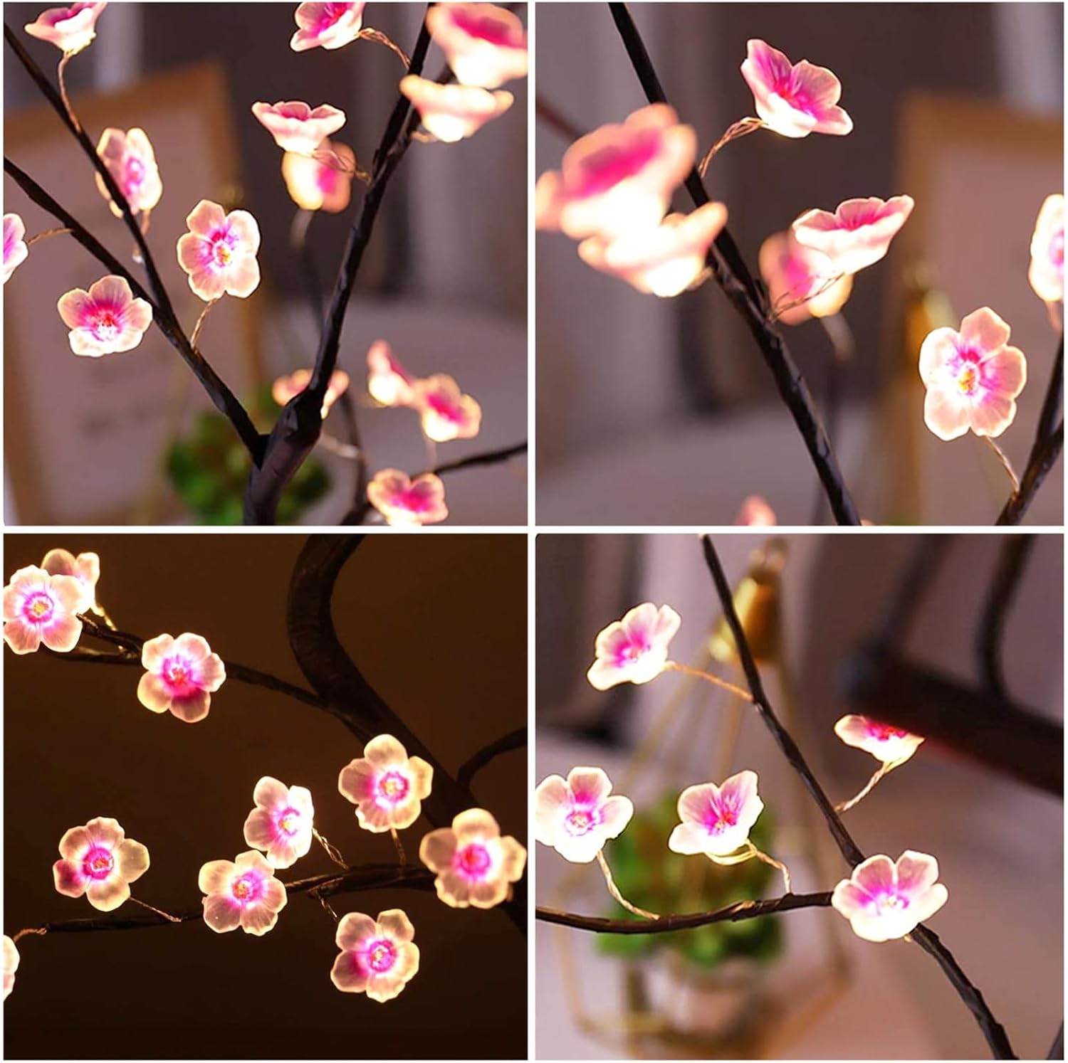 36 LED Cherry Blossom Sparkly Fairy Spirit Tree Lights, Twinkling Tree 3AA&USB Powered, Tabletop