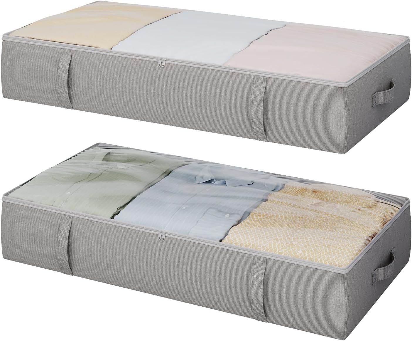 2-Pack Under Bed Storage Containers, 6 Inches Tall Underbed Clothes Storage Organizer Bin with