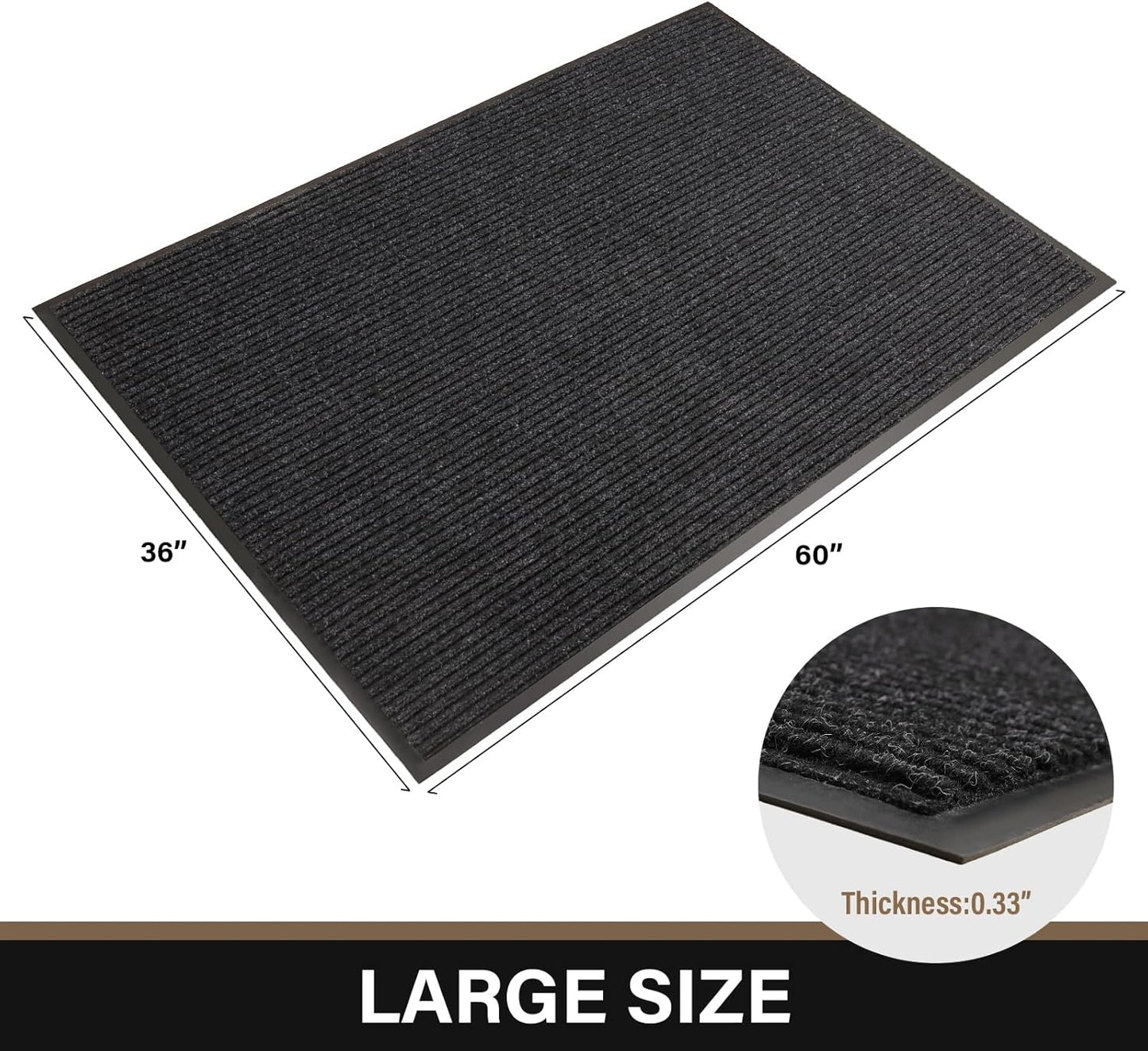 Large Front Door Mat, 60" x 36" Durable Front Doormat, Heavy Duty Large Welcome Door Matt for Home